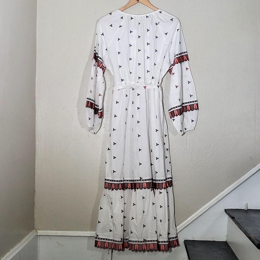 Marie Oliver White Maxi Dress with Red and Blue Accents - Picture 3 of 9